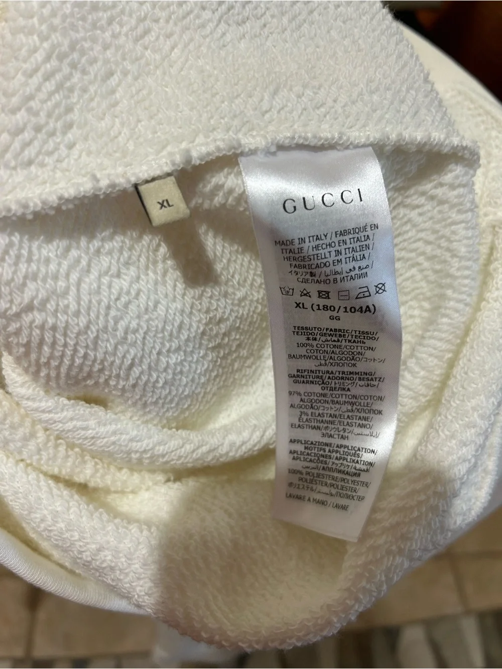 Men's Gucci embroidered interlocking G cotton hoodie size XL made in Italy